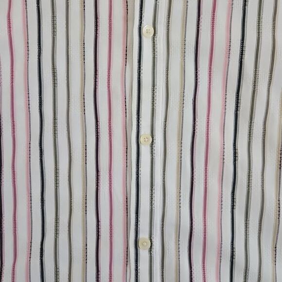 Calvin Klein Shirt Men's XXL Striped Textured Long Sleeve Y2K Boho Modern Fit - Picture 4 of 14